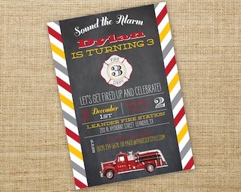 Firetruck Birthday Invitation- Printable