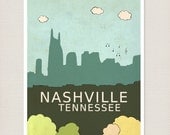 Nashville Tennessee 16x20 / Trendy Modern Nursery Decor, City Skyline Poster, Typography Print, Giclee,  United States Travel Theme, Music