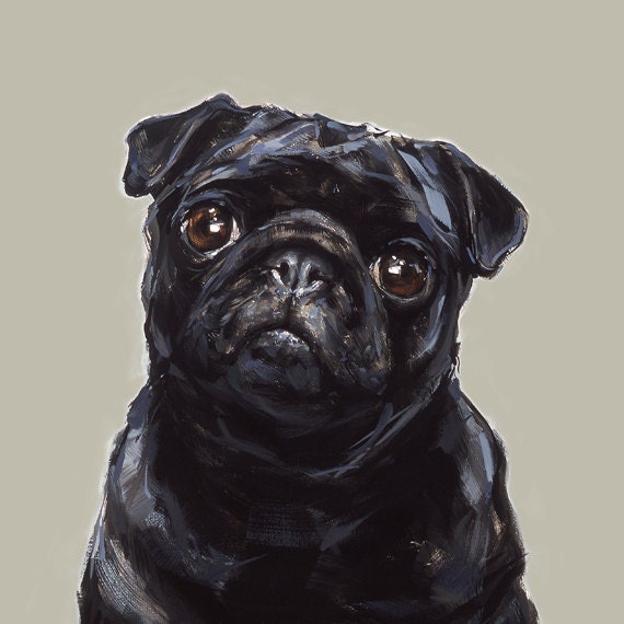Black Pug Art  print - signed  Ltd. Ed Collectable No.32 - paintmydog