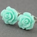 Flower Stud Earrings : Pastel Teal Flower Stud Earrings, Sterling Silver Plated Earring Posts, Simple, Fun, 10mm