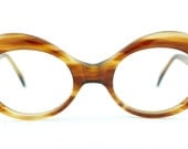 Reduced - Vintage deadstock 60's Tigieffe light amber mod psychedelic eyeglasses frames France  - FREE DOMESTIC SHIPPING