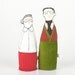 Couple  -  glasses lovers , She in red , he  in red jacket and green corduroy pants - handmade fabric dolls