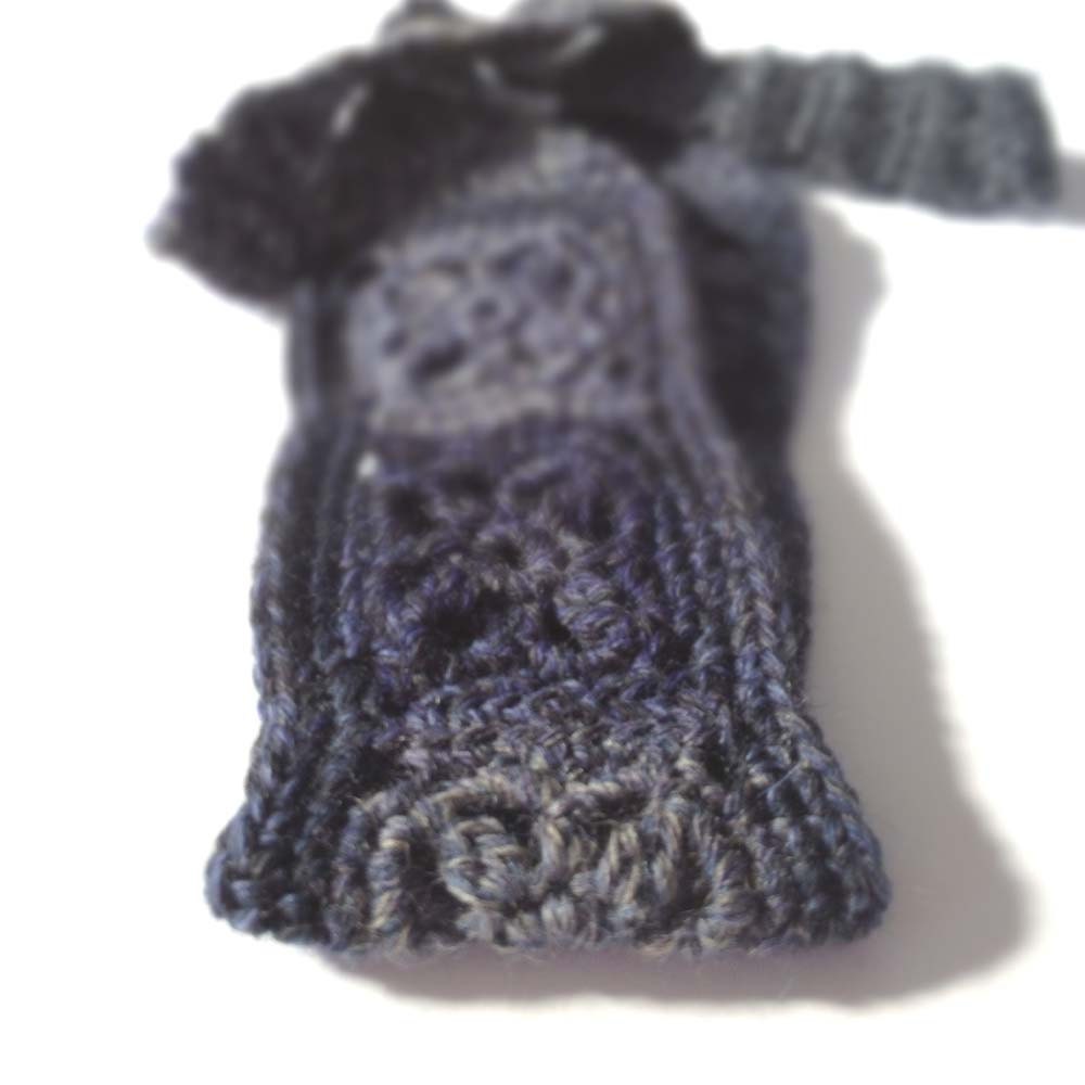 Crochet Headband, Boho Hairband - Wool Mix Light and Dark Slate Blue and Gray