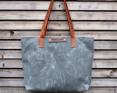 Waxed canvas bag/ carry all with  leather handles