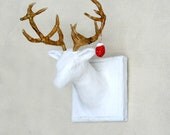 Christmas Sculpture Reindeer Deer Head Antlers Ornament