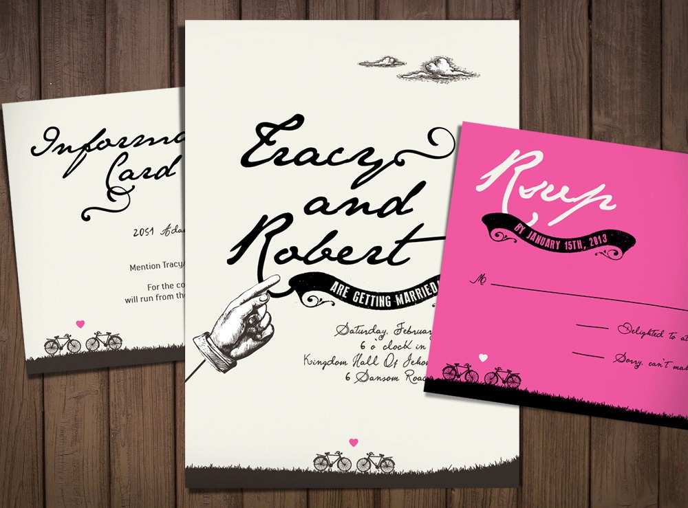 Diy wedding invitation template - vintage bicycles - Country weddings - "Love...bikes"-