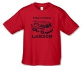 Personalized Fire Truck T-Shirt - Future Fireman Shirt  ( Fire Engine Personalized BLACK Ink ) Perfect for firehouse birthday party