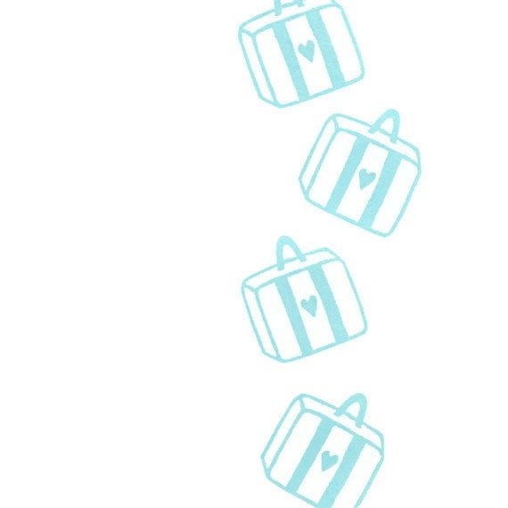 Heart Suitcase Stamp - Bon Voyage Rubber Stamp - Cling Rubber Stamp