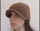 Adult Brown Beanie with Visor D8