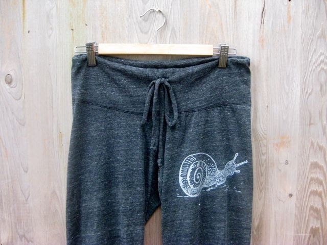not so shy Snail Pants, Cropped Pants, Gardening Pants, Gift for a Snail Lover, S,M,L,XL