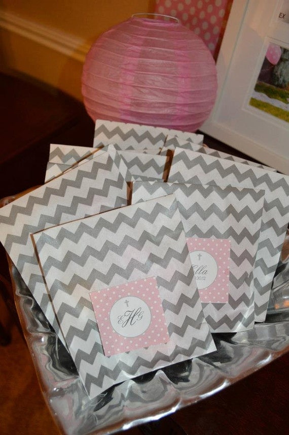 Polka Dot Baptism- Pink and Grey Cupcake Toppers- Print your own Il_570xn