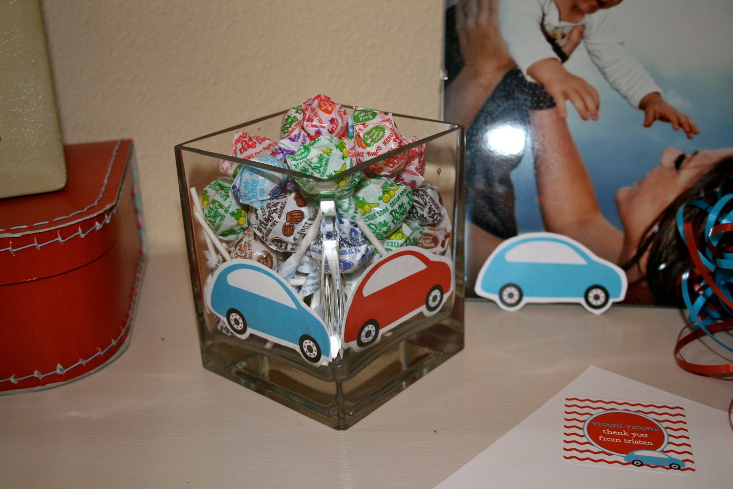 Aqua and Red Race Car- Car Cut Outs- print your own Il_570xn