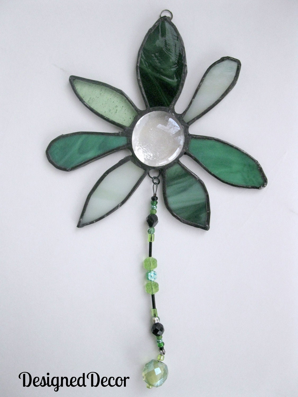 Stained Glass Green Flower Sun catcher