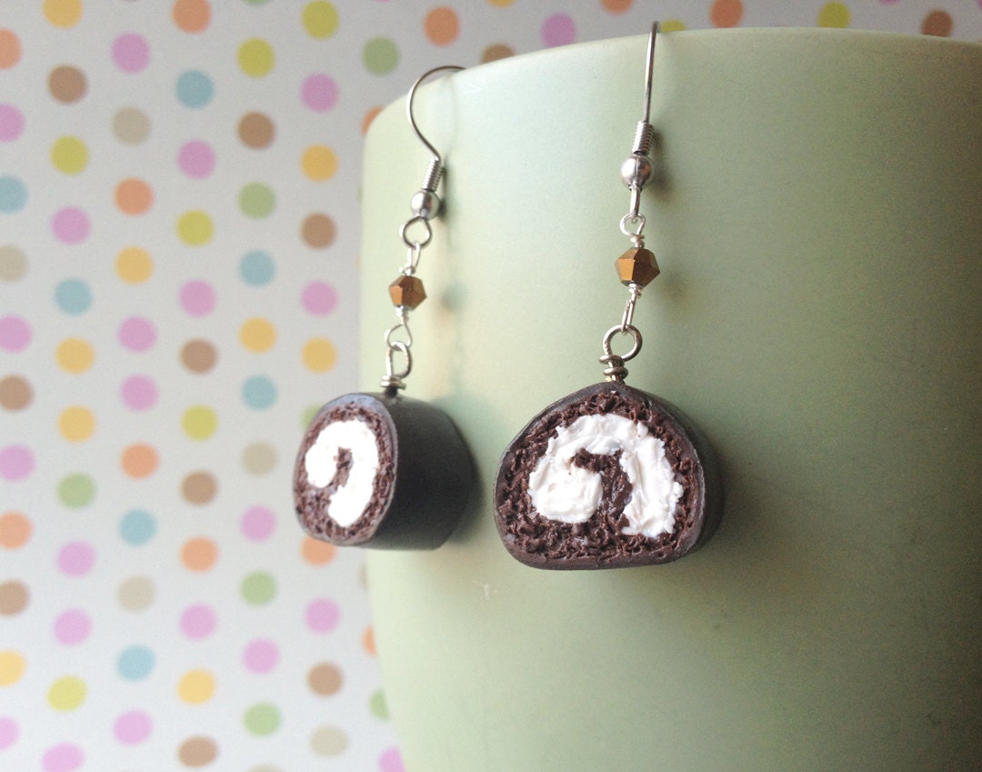 Chocolate Cake Roll Earrings