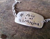 Child's Actual Writing or Drawing on Fine Silver Bracelet - Custom Made Keepsake