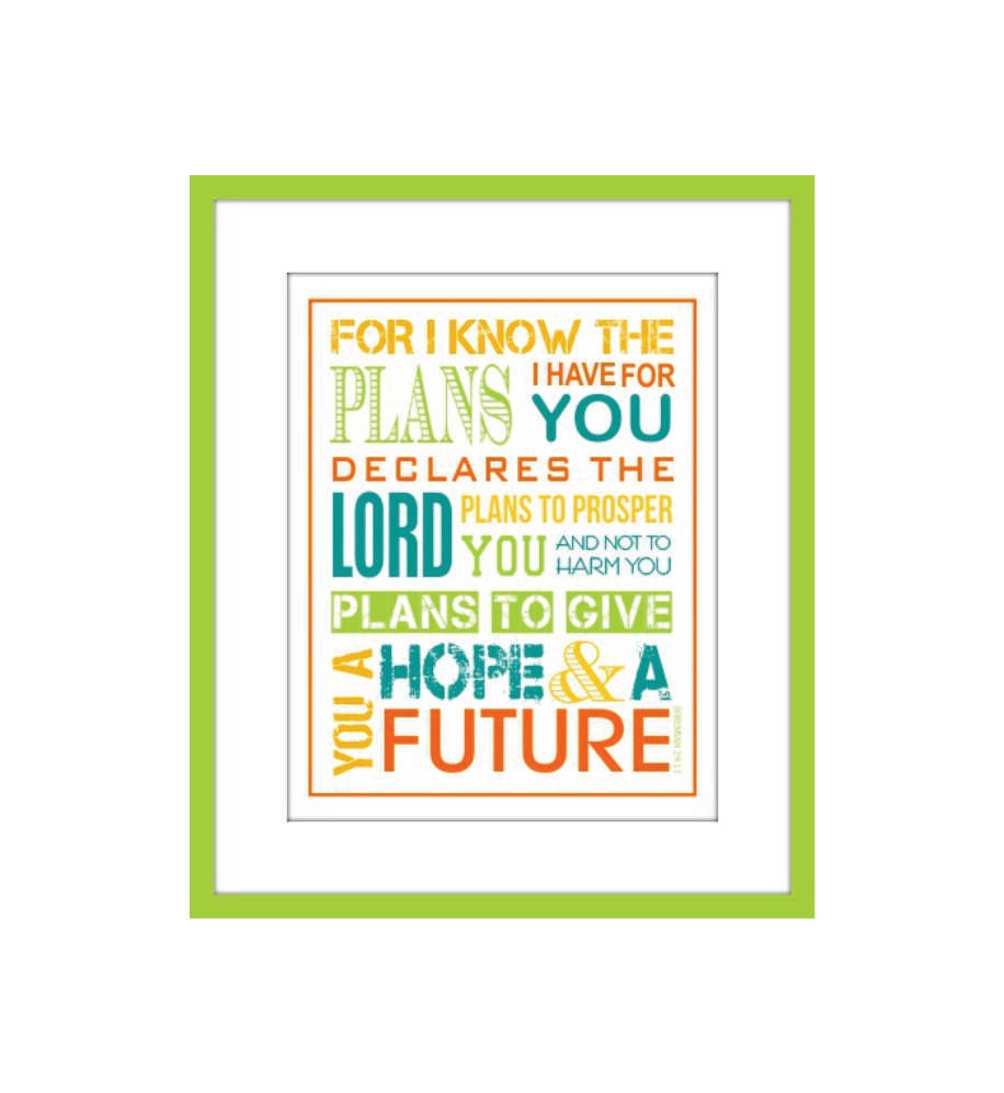 Christian Kids Scripture Wall Art Jeremiah 29:11 8 X 10 with Mat