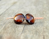 Amber Glass Cufflinks Mens Retro Vintage Fashion Wire Work Beaded Brown Wedding Jewellery For Him
