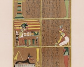 Scene In A Burial Chamber-Afterlife-Egypt-Egyptian Tomb-Anubis-God-Dead-Ceremony-Hieroglyphics-Mummy-Antique Vintage Art PRINT-Gothic