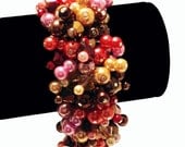 FRINGE Bracelet, Cuff, Brown, Gold, Mauve, Coral, Sparkle, Statement, Fringe, Beads, Crystal, Pearls, Jewelry by Jessica Theresa
