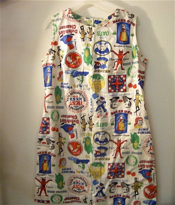 Amazing Pop Art Advertising Logos 60s Sears Shift Dress MOD Andy Warhol
