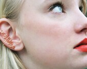 Simple Copper Ear Cuff with Copper Spirals, Steampunk Jewelry, Fantasy Jewelry