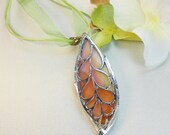 Romantic Orange Milky White Stained Glass Pendant. Lovely Gift.