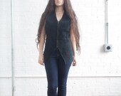 80s black leather vest small