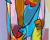 Screenprint In love 3, very happy man and woman