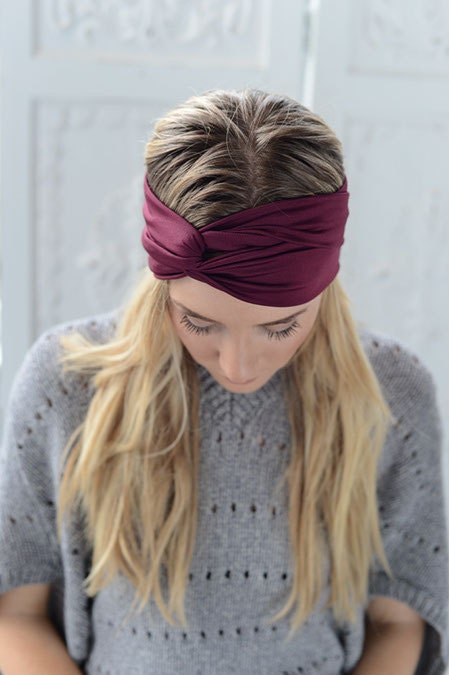 Turband Headband - Stretchy Cranberry Plum Workout Headband Hair Band for Women