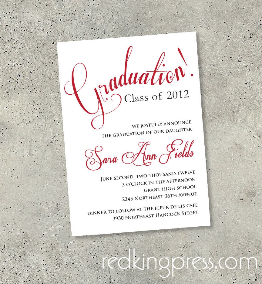 Printable PDF Graduation Invitation, 2012