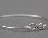 Infinity Silver Bangle Bracelet- Infinity Silver- Minimalist Jewelry- Personalized Custom Bangle- Bridesmaids Gift Ideas
