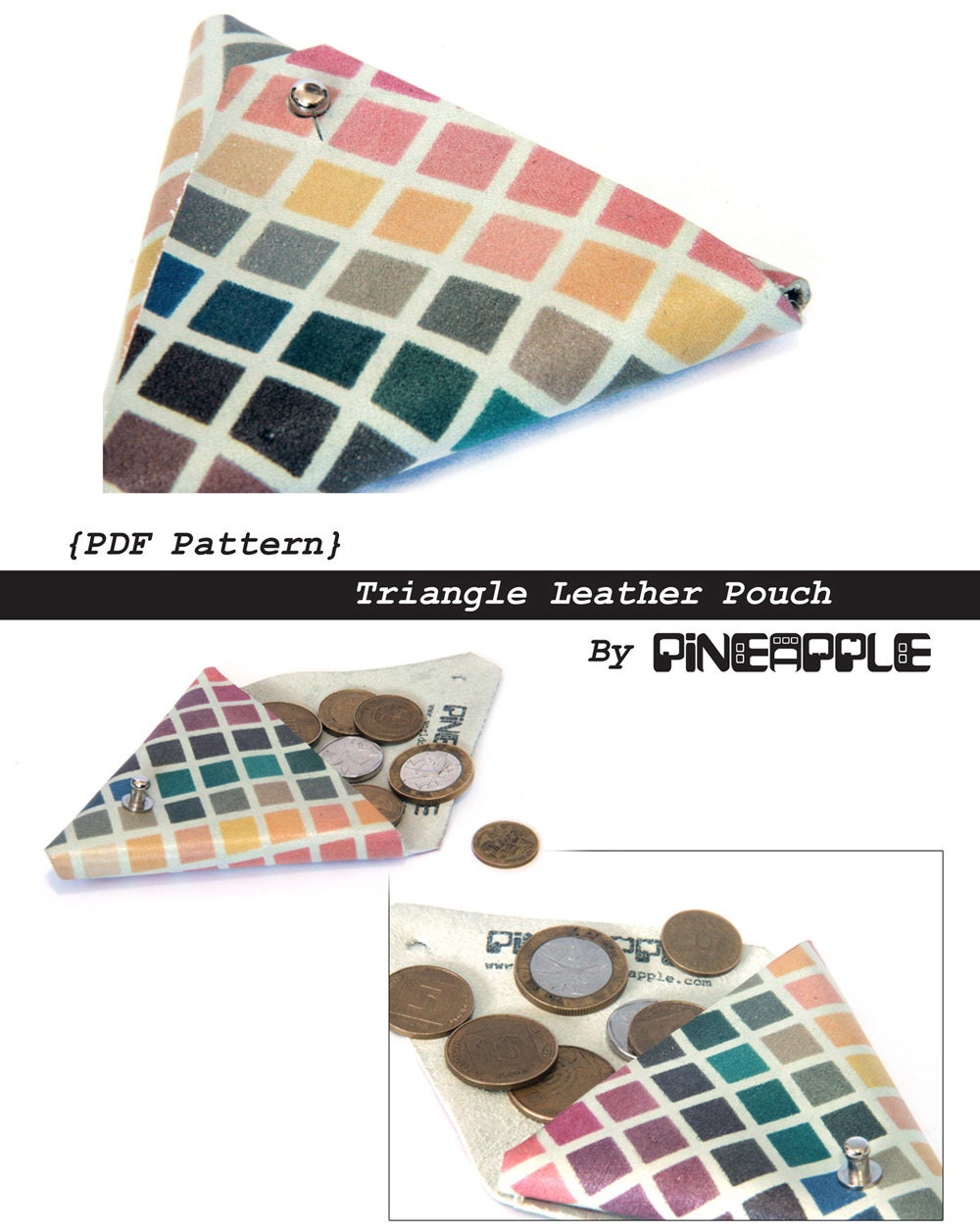 Triangle Pouch PDF Sewing Pattern - Printed Leather Pouch - DIY Tutorial - Digital File - e Pattern - Sewing Pattern - PDF File