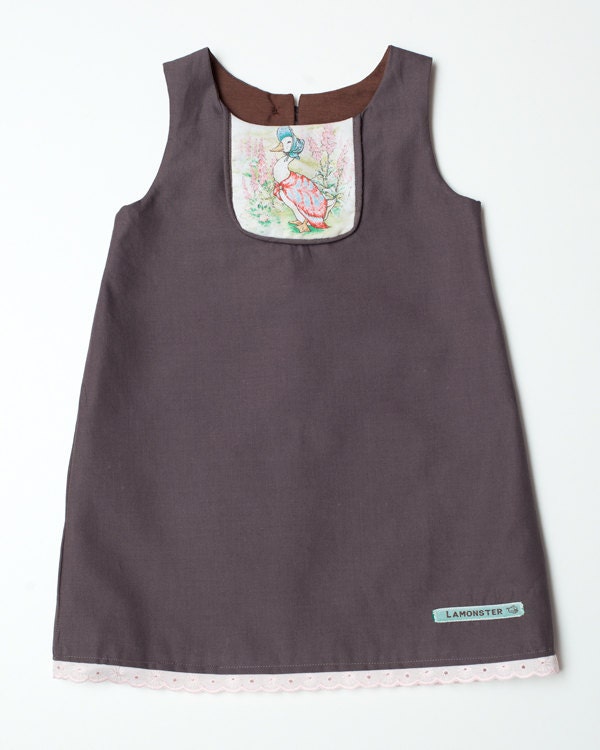 Beatrix Potter Jemima Puddleduck Grey Girls Dress Size 12-18 months