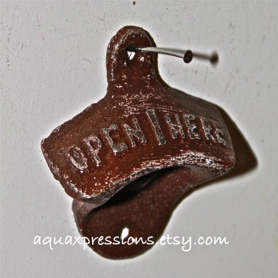 Chocolate Brown Bottle Opener/  Cast Iron /Vintage, Retro Feel /Kitchen, Man-cave, Game Room, Patio, Hangout /Metal Wall Decor