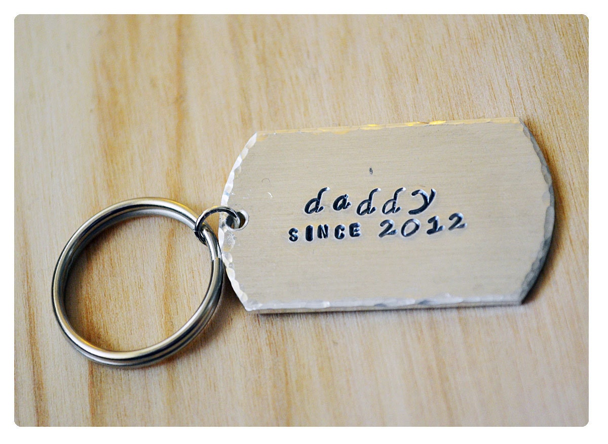LAST MINUTE Father's Day - Custom Hand Stamped Daddy Keychain - New Dad Gift - Dad Keyring - Personalized Keyring - Daddy Since Keychain