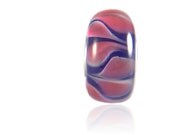 Blue with Pink Hearts Murano Glass Charm Bead Sterling Silver Core Fits Most Brands of European Charm Bead Bracelets