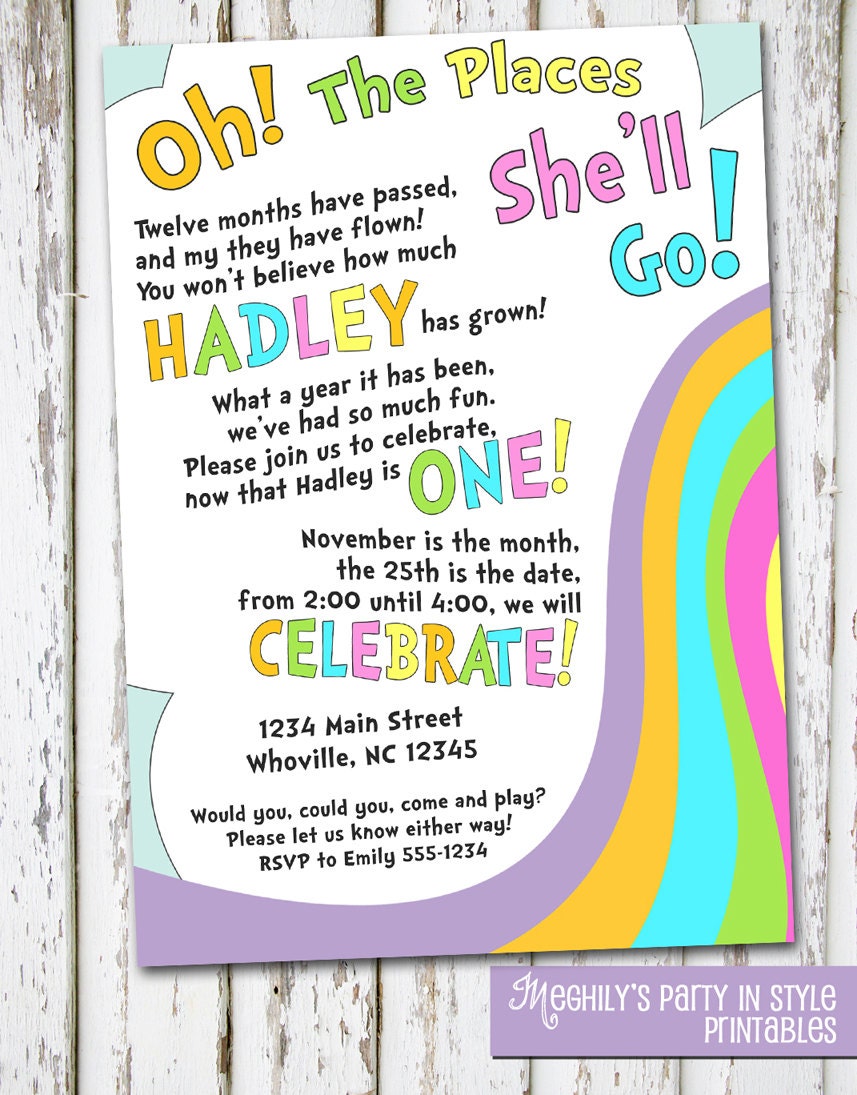 Oh The Places You'll Go Birthday Invite Il_570xn
