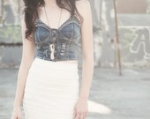 Jersey mini skirt - stretch to fit with structured pleats and pintucks, minimalist modern grunge fashion - small