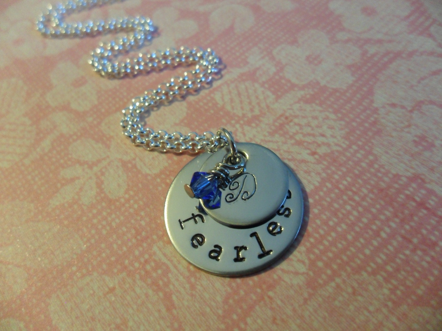 Custom Fearless Necklace w Initial & Birthstone