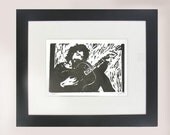 Cat Stevens hand pulled linocut relief print