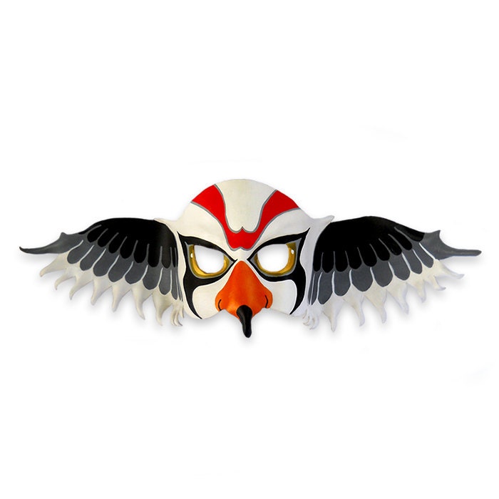 Kestrel Bird Leather Mask Animal Falcon Hawk Birds Black White Red Wings Halloween Gift Carnival Party Kids Boys Girls Children Adults