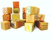 Vintage Stacking Blocks. Wooden blocks. Retro Nursery Decor. Wood Block set.
