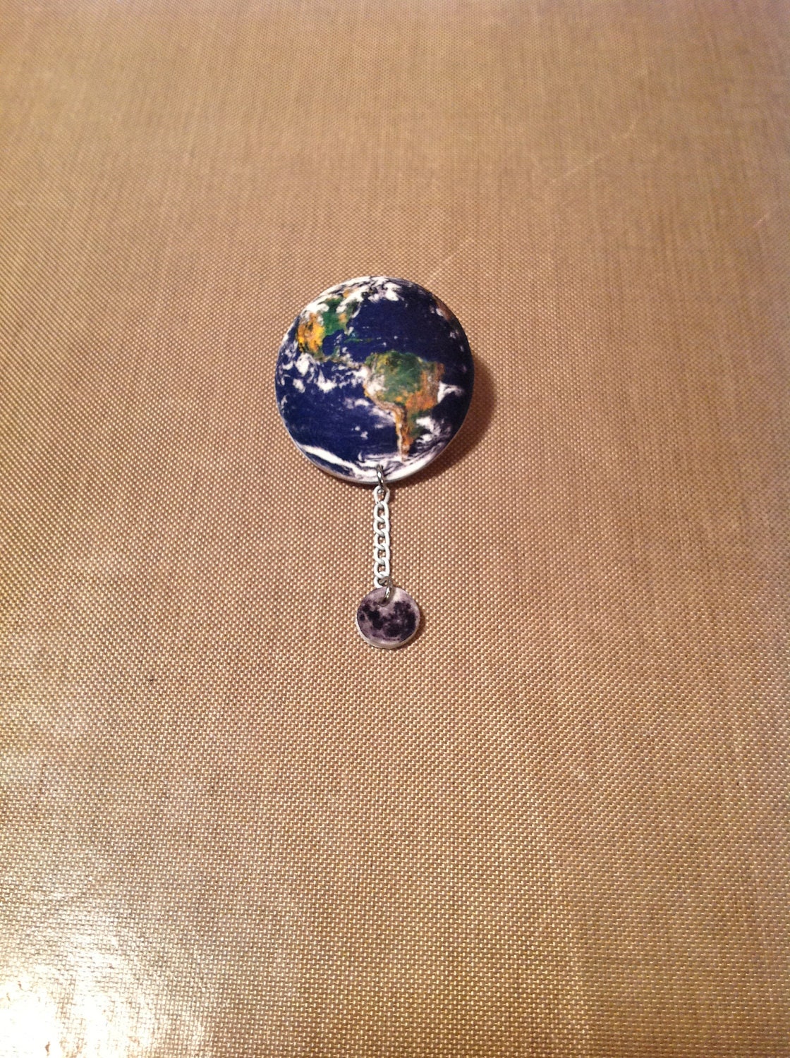 To Scale Earth and Moon Brooch