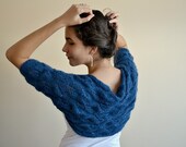 Evening blues - knit blue knitted bolero cardigan clothing navy sweater 3/4 mohair elegant luxury by Le Petit Knit Etsy UK