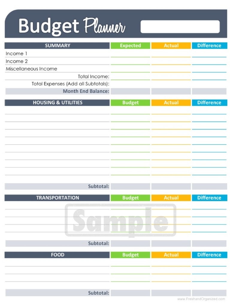 Budget Worksheet - EDITABLE - Personal Finance Organizing Printables - Household Binder - INSTANT DOWNLOAD
