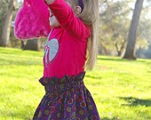 Little Girl Skirt - Baby Skirt - Twirl Skirt -Purple Skirt - Purple with Pink Orange and Green Print Skirt