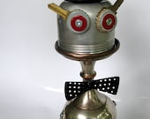free shipping ,RECYCLED ROBOT SCULPTURE  -  "Marry Me"   - weddings found object art