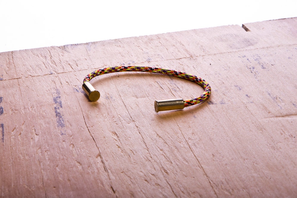 BRZN Bullet Casing Bracelet Cuff Overkill Camo recycled .22lr shells yellow orange purple white camo 550 paracord wire men women