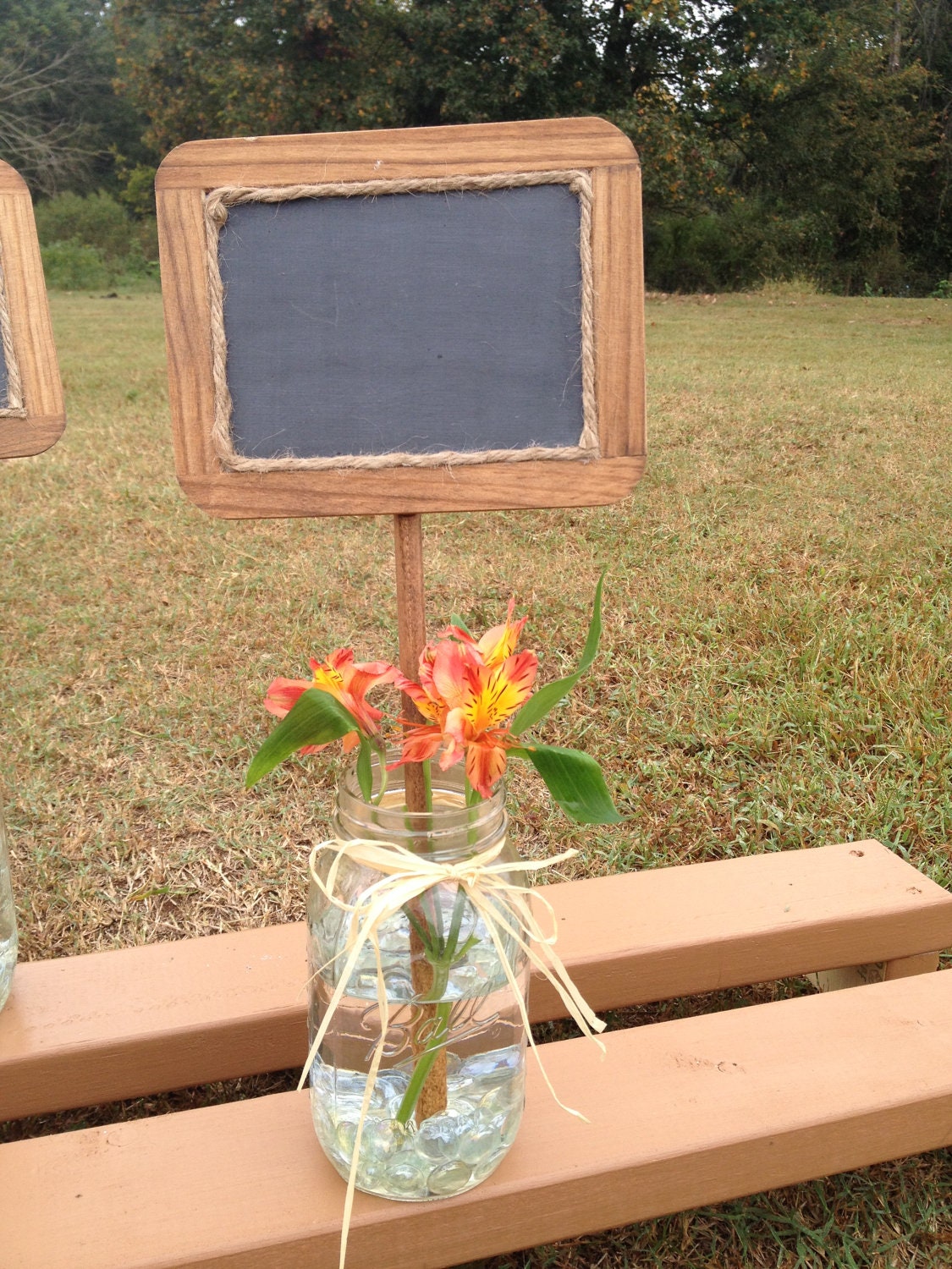 Rustic Wedding Chalkboard Sign in Mason Jar - Shabby Chic - Rustic Wedding Decor - Wedding Chalkboard Table Numbers