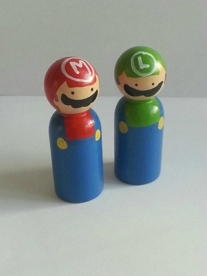 Mario Bros. style peg doll 2pc set